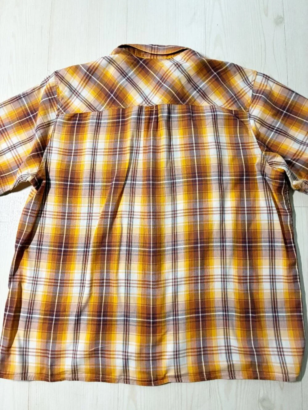 The North Face Watchme Shirt Men's XL Orange Plaid Cotton Modal Button Up SS